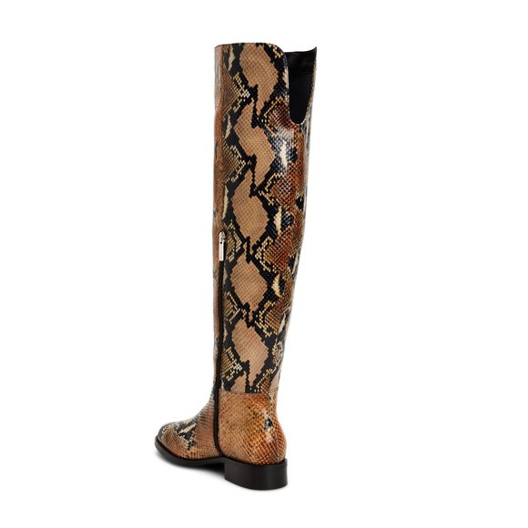 Aquatalia Italian Black/Camel Snake Leather Boots - Picture 4 of 4